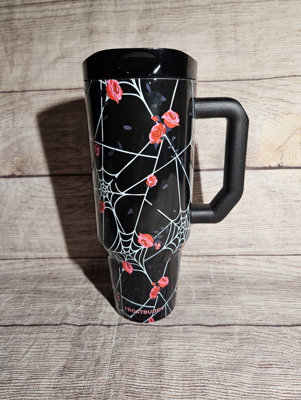Frost buddy black spiderweb roses 40 oz thic buddy cup